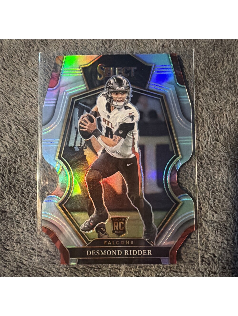 Desmond Ridder Silver PRIZM 2022 Select Rookie die-cut Premier Level RC Falcons